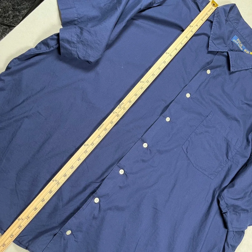 Polo Ralph Lauren Button Up Shirt Men 4XB Navy Short Sleeve Pony Logo Camp
